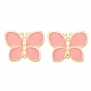 14k Gold Pink Enamel Butterfly Childrens Earrings