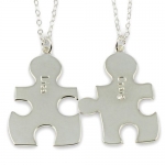 Necklace Forever Best Friends BFF Puzzle Pendant -Any Two Names, Two Chains