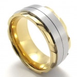 KONOV Jewelry Polished Stainless Steel Band Unisex Mens Womens Ring, Gold Silver, Size 11