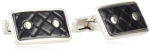 Kenneth Cole Men's Textured Leather Inlay Cufflinks, Silver/Black, One Size