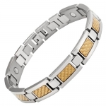 Willis Judd Mens Titanium Magnetic Bracelet With Gold Carbon Fiber In Black Velvet Gift Box + Free Link Removal Tool