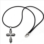 Elegant Mens Stainless Steel Modern Cross Pendant Chain Silver Black
