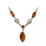 Honey Amber and Sterling Silver Celtic Love Knot Classic Necklace 18