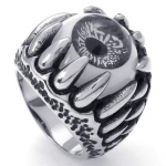 KONOV Jewelry Stainless Steel Gothic Dragon Claw Devil Eye Biker Men's Ring, Black Silver - Size 8