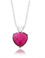 Rhodium Plated Sterling Silver Heart Pendant Necklace Including 925 Sterling Silver Box Chain '18 Inch