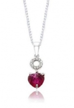 Sterling Silver Red Heart Pendant Necklace Including 925 Sterling Silver Box Chain '18 Inch