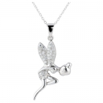 Plusminus Women's Fairy 925 Silver Rhinestone Zircon Sterling Silver Pendant Necklace + Gift Box