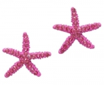 Adorable Sparkling Pink Crystal Starfish Stud Earrings Silver Tone Fashion Jewelry for Teens and Women