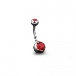 Bling Jewelry Red Garnet Color CZ January Birthstone Belly Ring Stainless Steel