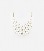 Chunky Cluster Party Statement Necklace - White (Jcn20)