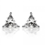 Triangle Shape Trillion Cut Diamond CZ Basket Set Silver Stud Earrings (1.25ct. 6mm)