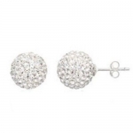 Authentic Diamond Color Crystals Ball 3c.t.w Stud Earring Sterling Silver