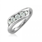 18k White Gold 5 Stone Diamond Ring Band (GH, I1, 0.50 carat) [Jewelry]