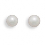 Grade AAA 5.5-6mm white cultured akoya pearl earrings with 14 karat white gold posts and earring backs.
