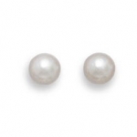 Grade AAA 4.5-5mm white cultured akoya pearl earrings with 14 karat white gold posts and earring backs