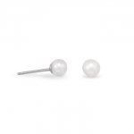 4.5-5mm white cultured freshwater pearl stud earrings with 14 karat white gold posts and earring backs.