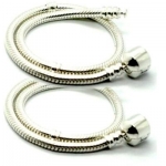 Two (2) Silver Plated 7.5 Bead Bracelet with Round Barrel Clasp - Italian Style High Polish