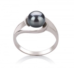 PearlsOnly Clare Black 6.0-6.5mm AAA Cultured Freshwater Sterling Silver Pearl Ring Ring-Size-8
