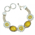 Yellow Flower Theme Sliding Charm Toggle Bracelet