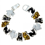Black White and Brown Magnetic Closure Cat Fashion Bracelet