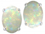 Star K Oval 8x6mm Created Opal Earring Studs Sterling Silver