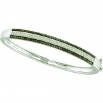 1.42 Carat (ctw) 14k White Gold Round White & Black Diamond Ladies Fashion Bangle Bracelet