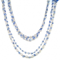 {FREE w/Coupon & $400 Order} HinsonGayle Azura 2-Strand Blue Cat's Eye & Cultured Pearl Rope Necklace & Dangle Earrings Set (Sterling Silver) (Artisan Collection, 40)