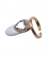 Adjustable Shining Heart Unique False Nail Shape Fashion Ring (Model: Jz010001) (Gold)