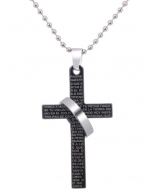 Bible Cross with Ring Titanium Steel Pendant (Model: M010445) (Black)