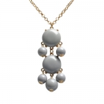 Light Grey Bubble Necklace Grey Bubble Jewelry 2 Stones Necklace (Fn0592-M-Light Grey) (Light Grey)