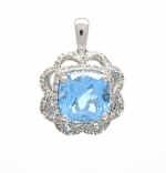 925 Silver Rhodium Plated Blue Topaz Pendant