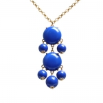 Royal Blue Bubble Necklace Blue Bubble Jewelry 2 Stones Necklace (Fn0592-M-Royal Blue) (Royal Blue)