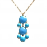Sky Blue Bubble Necklace Blue Bubble Jewelry 2 Stones Necklace (Fn0592-F-Sky Blue) (Sky Blue)
