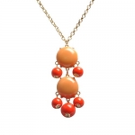 Cinnamon Bubble Necklace Coral Bubble Jewelry 2 Stones Necklace (Fn0592-M-Cinnamon) (Cinnamon)
