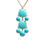 Light Blue Bubble Necklace Blue Bubble Jewelry 2 Stones Necklace (Fn0592-M-Light Blue) (Light Blue)