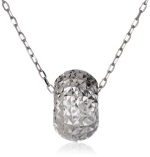 Duragold 14k White Gold Star Diamond Cut Donut Bead Pendant Necklace, 18