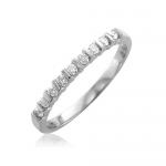 10k White Gold Round Diamond Bar Set Wedding Ring Band (HI, I, 0.20 carat)