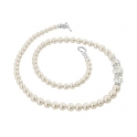 White Pearl 22 inch CrystalNecklace Sterling Silver Swarovski Elements