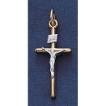 3/4 10k Gold Filled 2-Tone Crucifix Necklace on 18 Chain