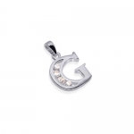 Sterling Silver Round Clear Cubic Zirconia Initial G Charm 1 inch Long Pendant