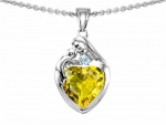 Star K Loving Mother Child Family Pendant 8mm Heart-Shape Simulated Yellow Sapphire