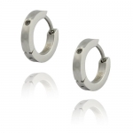 Fresco Hammered Metal & White Cubic Zirconia Small Hoop Earrings - 316L Stainless Steel
