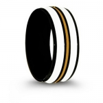 Titanium Ring. TriColor:Gold,White & Black. Width 8mm.(Size 8)