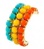 Blue Yellow and Orange Stretch Bangle Bracelet Set - 3 PC SET