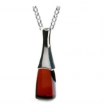Black Cherry Amber Sterling Silver Contemporary Drop Pendant