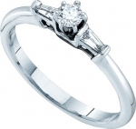 Ladies 14k White Gold .19ct Round Cut Diamond Engagement Wedding Band Ring