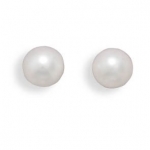 Grade AAA 6.5-7mm white cultured akoya pearl earrings with 14 karat white gold posts and earring backs.
