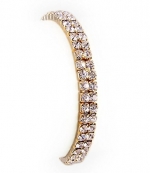 Goldtone Two-Row Rhinestone Elastic Fashion Bracelet