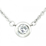 Tioneer Stainless Steel 6mm Cubic Zirconia Necklace