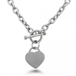Tioneer Stainless Steel Heart Tag Necklace
